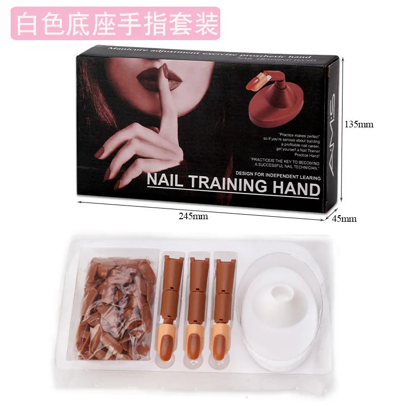 Nail Training Hand Nail Practice Model With Base Showing Shelf Manicurist Beginner Manipulator Activity Finger Nail Piece Set