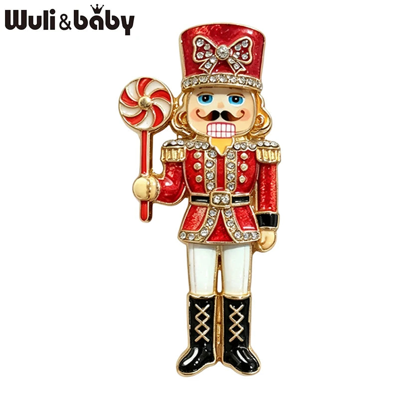 Wuli&baby Blue-and-white Porcelain Design Christmas Brooches For Women Tree Cats Santa Claus Nutcracker New Year Brooch Pins