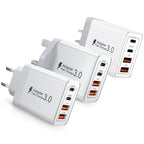 EU/UK/US/AU Wall Plug Multi-Port USB-C/USB-A Mobile Phone Charger, 40W Dual PD Fast Charging Block Adapter for iPhone, Xiaomi