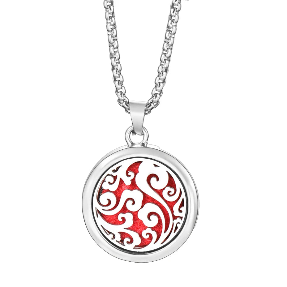 Trendy 20mm Tree of Life Stainless Steel Aromatherapy Lockets Insert Pad Perfume Pendant Necklace Essential Oil Diffuser Jewelry