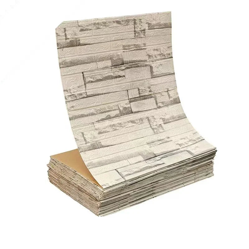Rouleau de papier peint adhésif 3D en mousse douce, motif briques, 70 cm x 2 m, pour salon, maison, cuisine et salle de bains, décoration murale à monter soi-même