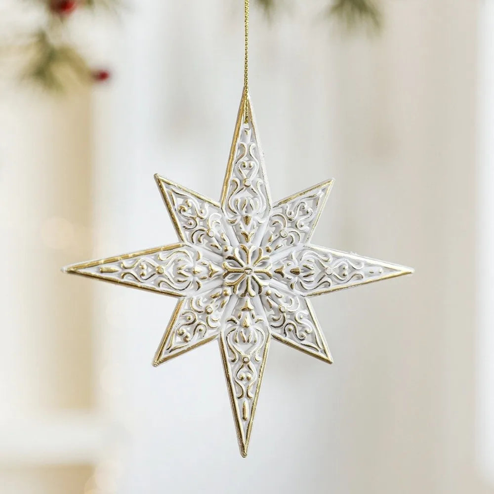 Festive Decor Plastic White Christmas Ornament Snowflake Elk Xmas Baubles Key Christmas Tree Ornament Christmas Celebration