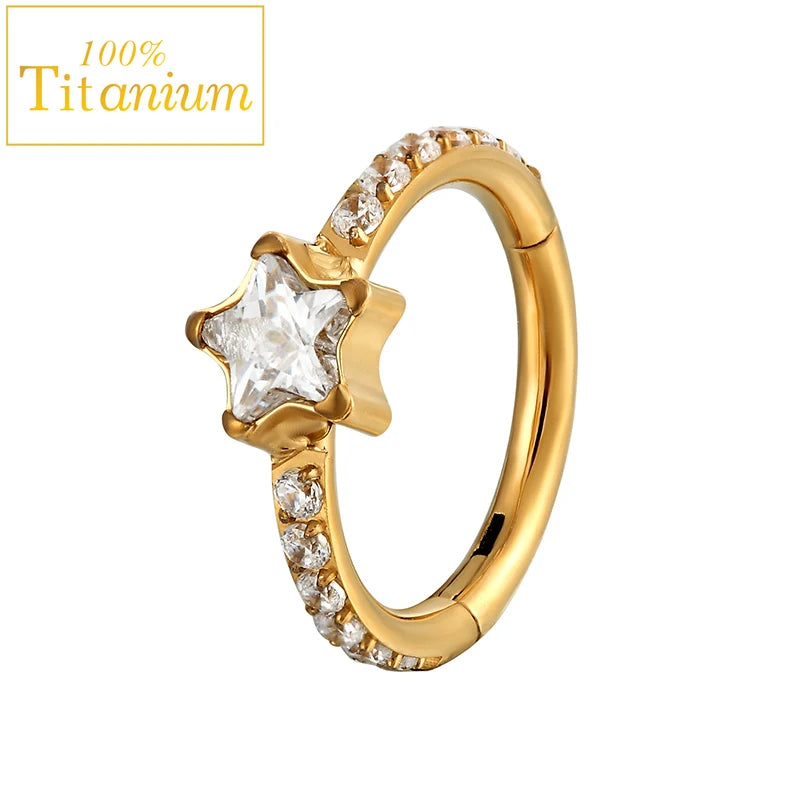 Piercing clicker en titane G23 pour daith, hélix, septum nasal, avec zircon, anneau pour le nez, le cartilage ou le tragus, bijou de corps 16G