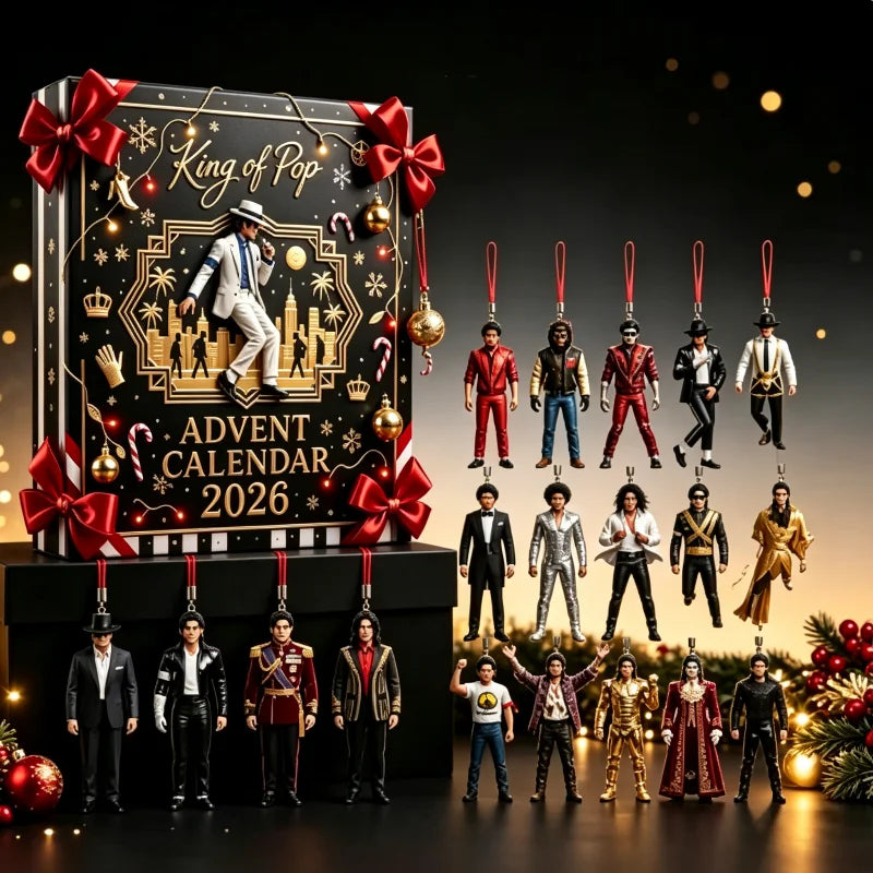 Calendrier de l'Avent de Noël 2027 Michael Jackson Figurine Suspendue en Acrylique Décoration de Sapin de Noël 2D Scène Fans Ornement Cadeau de Fête Pop