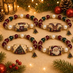 Christmas Bracelet Stretch Beaded Bracelet Christmas Tree Elk Stocking Charms Christmas New Years Gift Droshipping