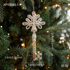 Festive Decor Plastic White Christmas Ornament Snowflake Elk Xmas Baubles Key Christmas Tree Ornament Christmas Celebration