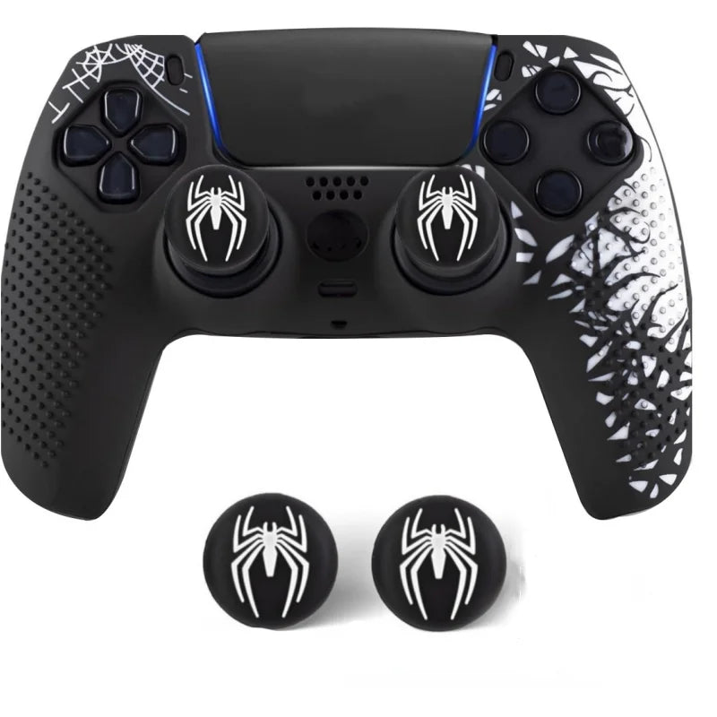 Coque de protection antidérapante en silicone pour manette PS5 avec grips en caoutchouc pour joysticks et autocollant pour pavé tactile pour PS5