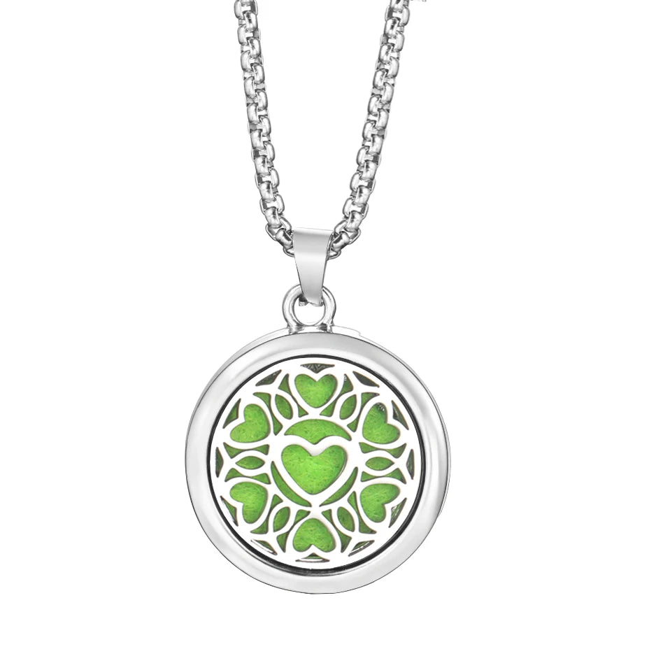 Trendy 20mm Tree of Life Stainless Steel Aromatherapy Lockets Insert Pad Perfume Pendant Necklace Essential Oil Diffuser Jewelry