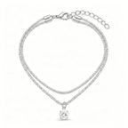 Adjustable Double Layer Cubic Zirconia Six Prong Anklet Summer Beach Waterproof Foot Jewelry Suitable For Daily Parties Banquet