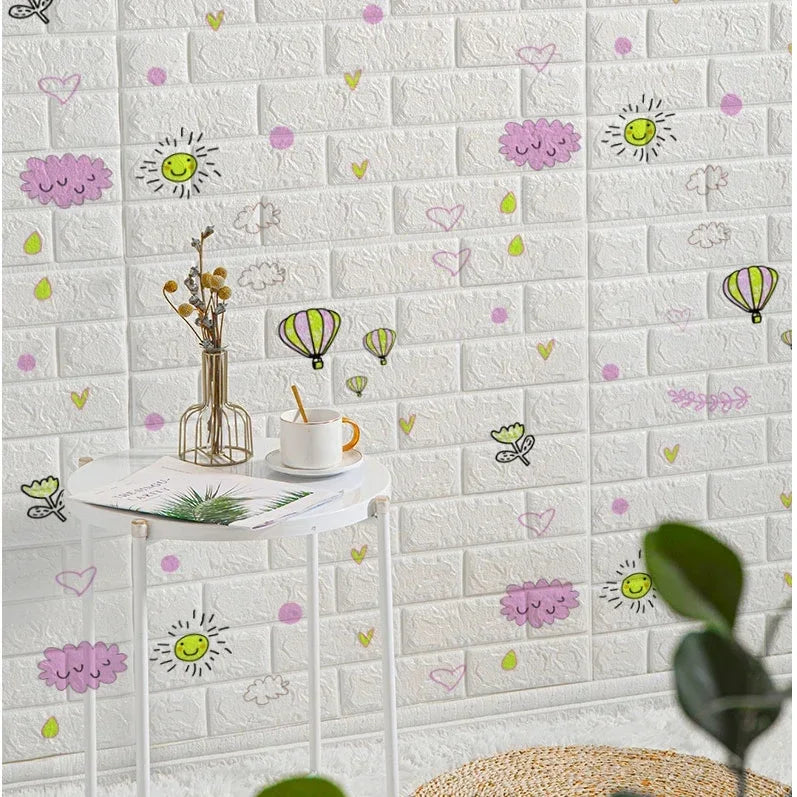 Rouleau de papier peint adhésif 3D en mousse douce, motif briques, 70 cm x 2 m, pour salon, maison, cuisine et salle de bains, décoration murale à monter soi-même