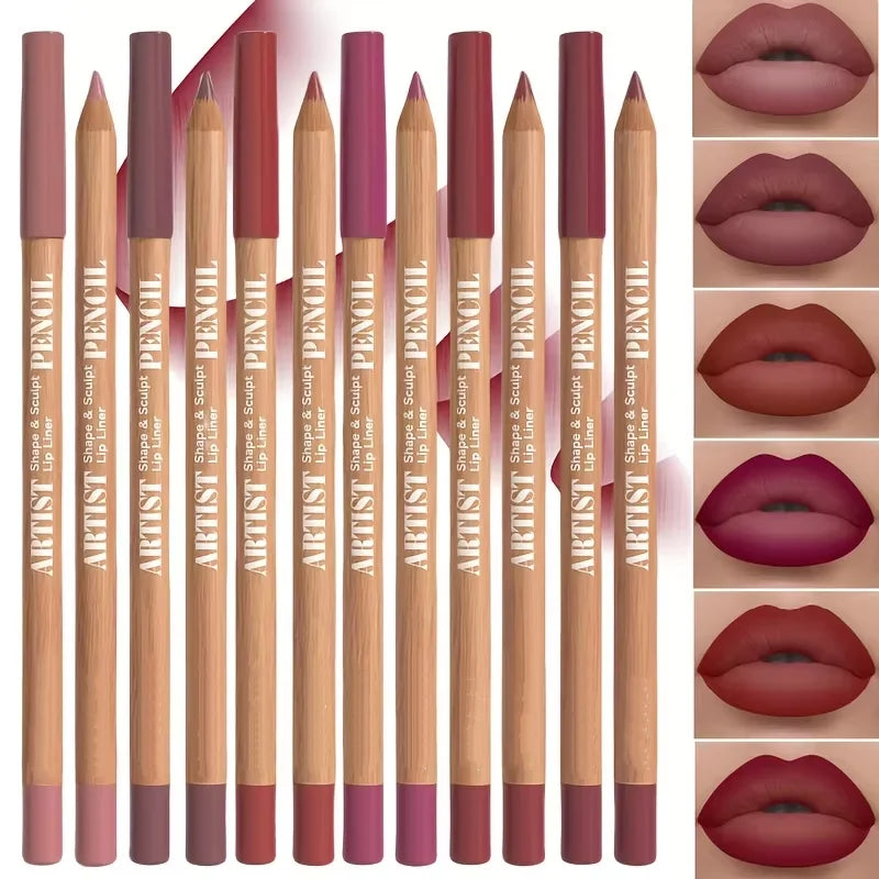 6pcs Velvet Matte Lip Liner Set - Long-Lasting Versatile Shades Longlasting Lip Makeup Berry, Brown, Pink Lip Pencil