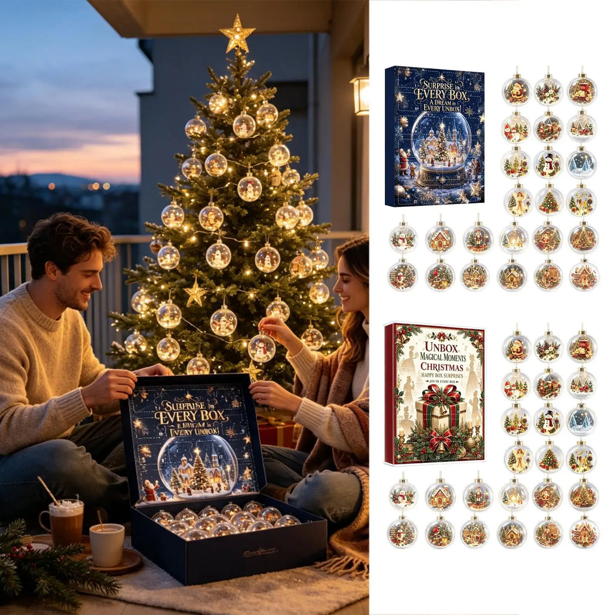 Décorations de compte à rebours de Noël réutilisables 24 jours, classiques, plates en 2D, en acrylique, à conserver, pour particuliers et adultes, fenêtre, mur, cadre de porte