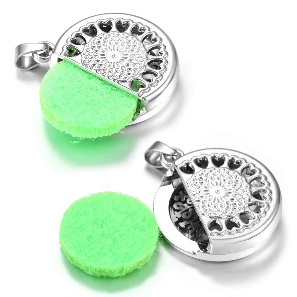 Trendy 20mm Tree of Life Stainless Steel Aromatherapy Lockets Insert Pad Perfume Pendant Necklace Essential Oil Diffuser Jewelry