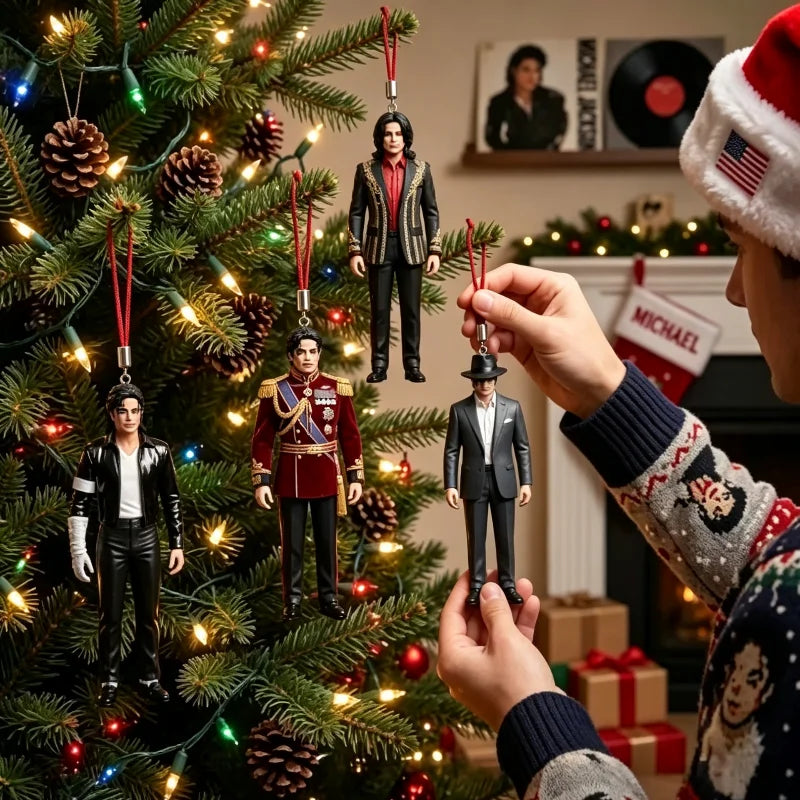Calendrier de l'Avent de Noël 2027 Michael Jackson Figurine Suspendue en Acrylique Décoration de Sapin de Noël 2D Scène Fans Ornement Cadeau de Fête Pop
