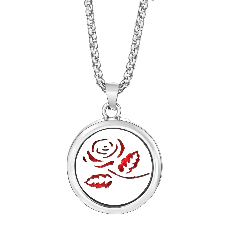 Trendy 20mm Tree of Life Stainless Steel Aromatherapy Lockets Insert Pad Perfume Pendant Necklace Essential Oil Diffuser Jewelry