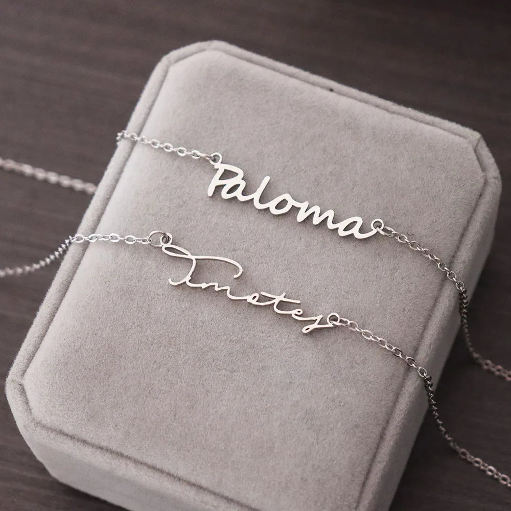 Custom Name Necklace Personalized Silver Color Choker Stainless Steel Necklace For Women Man Customized Jewelry Weddings Gifts
