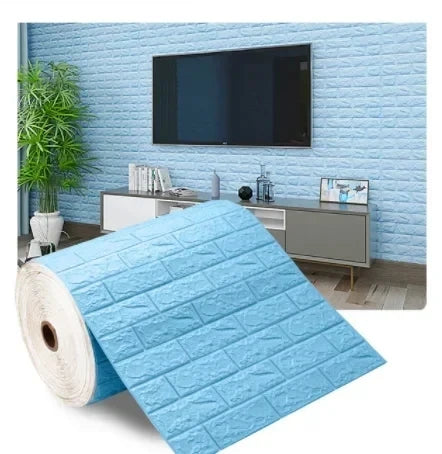 Rouleau de papier peint adhésif 3D en mousse douce, motif briques, 70 cm x 2 m, pour salon, maison, cuisine et salle de bains, décoration murale à monter soi-même