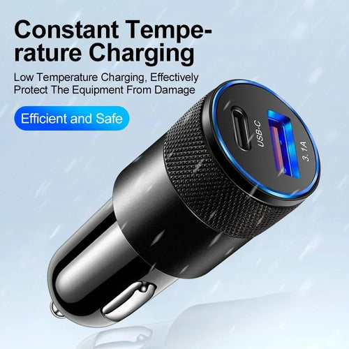 Chargeur USB de voiture 66 W Type C Adaptateur de charge rapide pour téléphone pour Xiaomi Huawei Chargeur de téléphone PD Adaptateur de voiture Prise allume-cigare