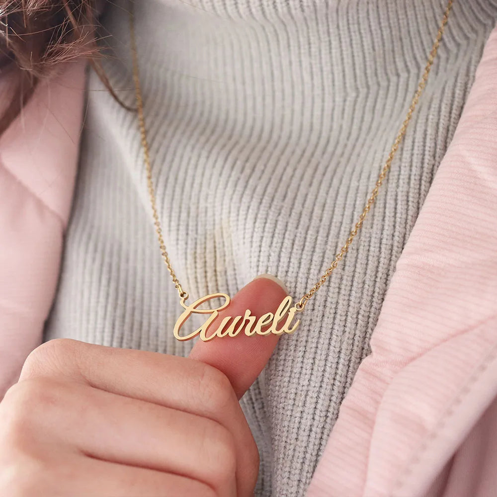 Custom Name Necklace Personalized Silver Color Choker Stainless Steel Necklace For Women Man Customized Jewelry Weddings Gifts