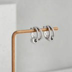 Silver Color Cubic Zirconia Double Layer Cartilage Earring Ear Clip Waterproof Allergy Womens Jewelry No Perforation Required