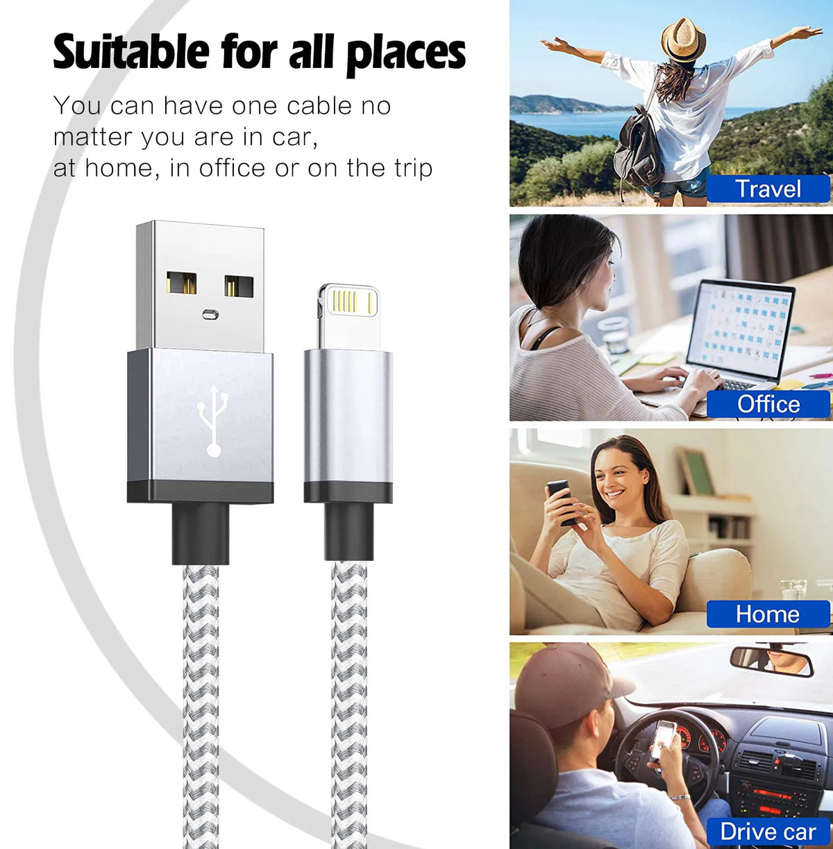 Fast Charging USB Charger Cable For iPhone 14 13 12 11 Xs Max Xr X 8 7 6 Plus  iPad Origin Mobile Phone Long Data Cord 1m 2m 3m