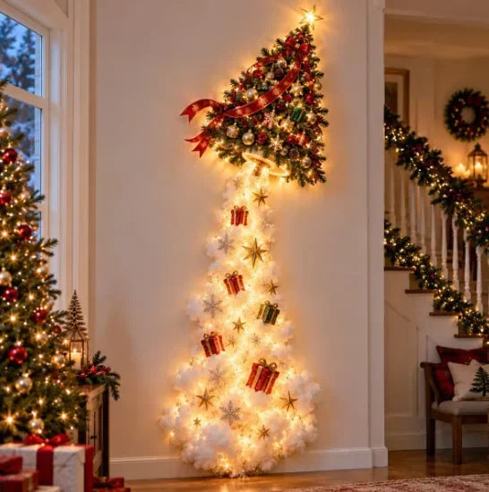 Applique murale LED « Chemin de la magie de Noël » avec scène de Noël lumineuse, décoration murale avec Père Noël, traîneau et rennes à suspendre pour fête