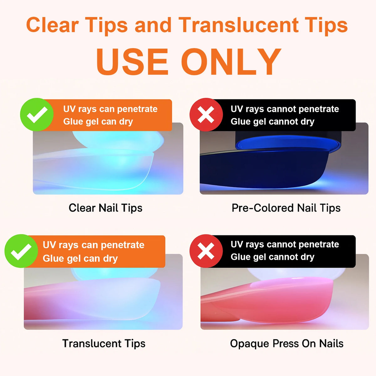 TWOING 8g Clear Solid Nail Tips Gel Long-Lasting Strong Adhesion UV/LED Building Gel pour ongles Home Salon Manucure DIY Design