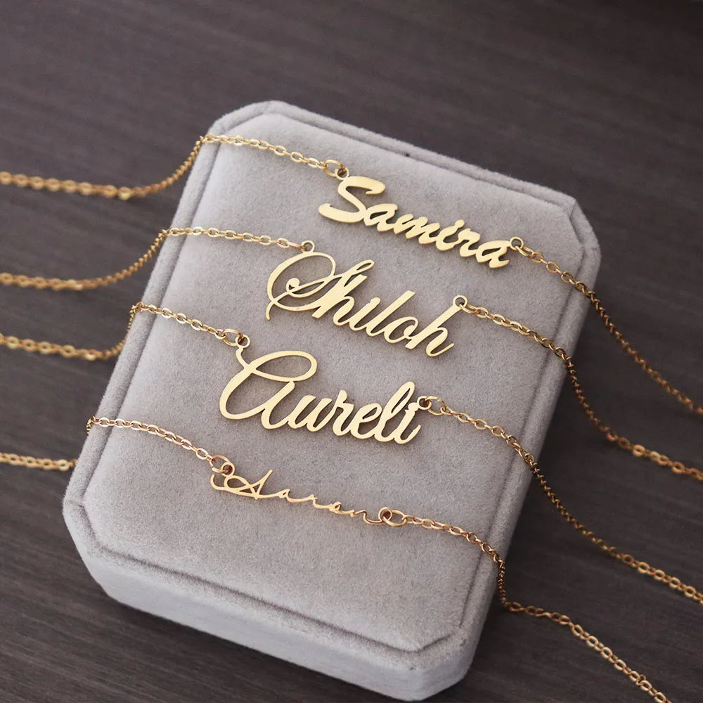 Custom Name Necklace Personalized Silver Color Choker Stainless Steel Necklace For Women Man Customized Jewelry Weddings Gifts