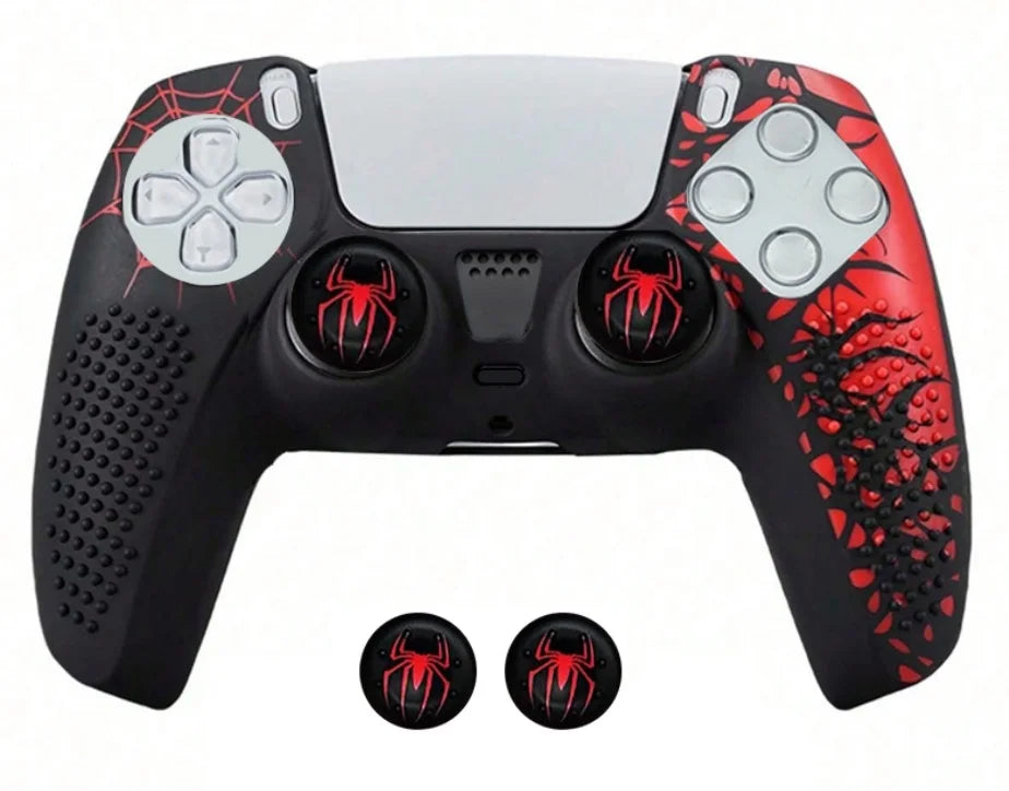 Coque de protection antidérapante en silicone pour manette PS5 avec grips en caoutchouc pour joysticks et autocollant pour pavé tactile pour PS5