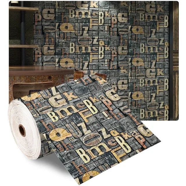Rouleau de papier peint adhésif 3D en mousse douce, motif briques, 70 cm x 2 m, pour salon, maison, cuisine et salle de bains, décoration murale à monter soi-même