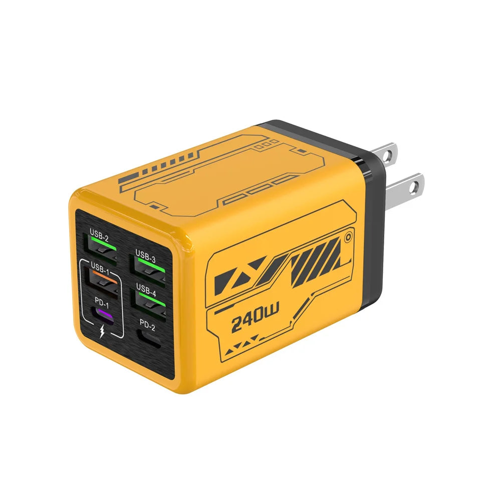 Chargeur mobile USB GaN 240 W, adaptateur secteur mural à charge rapide Type-C pour iPhone, Xiaomi, Huawei, prises UE/US/UK/KR