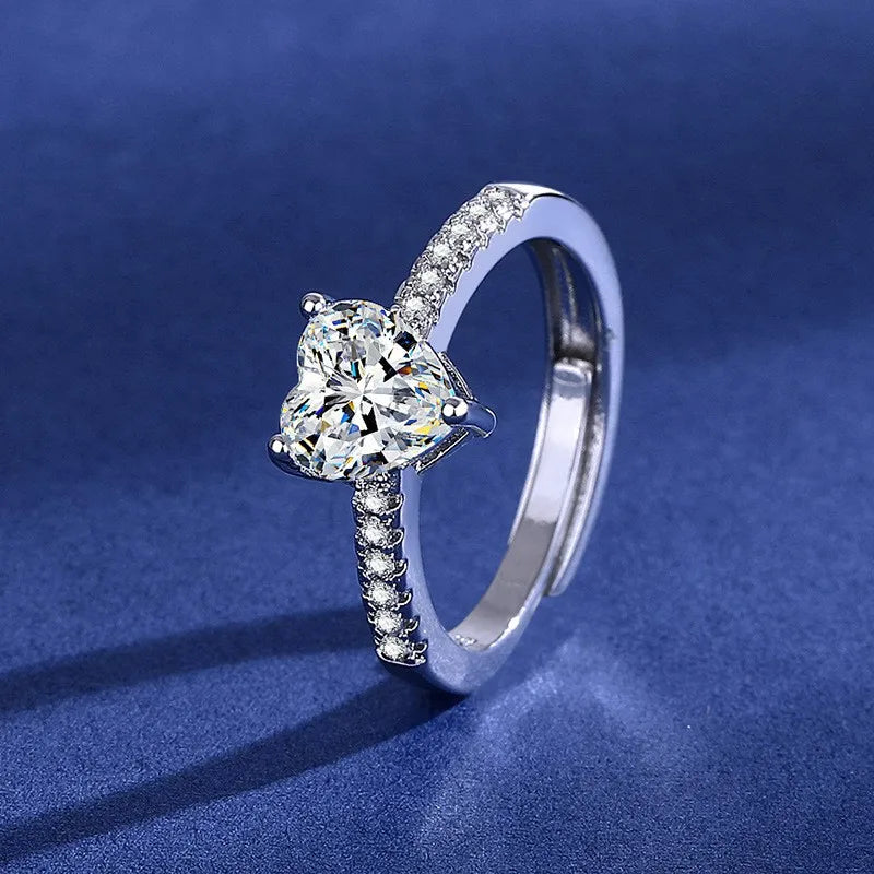925 Sterling Silver Classic Ring for Women Heart jewelry simple diamond ring imitation diamond women's ring R235
