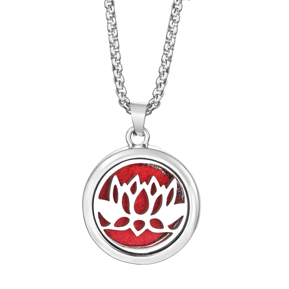 Trendy 20mm Tree of Life Stainless Steel Aromatherapy Lockets Insert Pad Perfume Pendant Necklace Essential Oil Diffuser Jewelry
