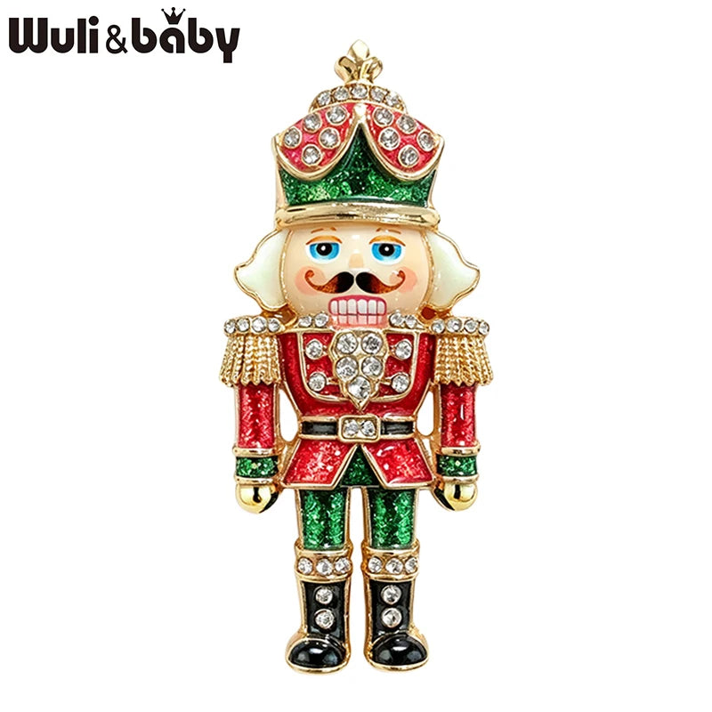 Wuli&baby Blue-and-white Porcelain Design Christmas Brooches For Women Tree Cats Santa Claus Nutcracker New Year Brooch Pins