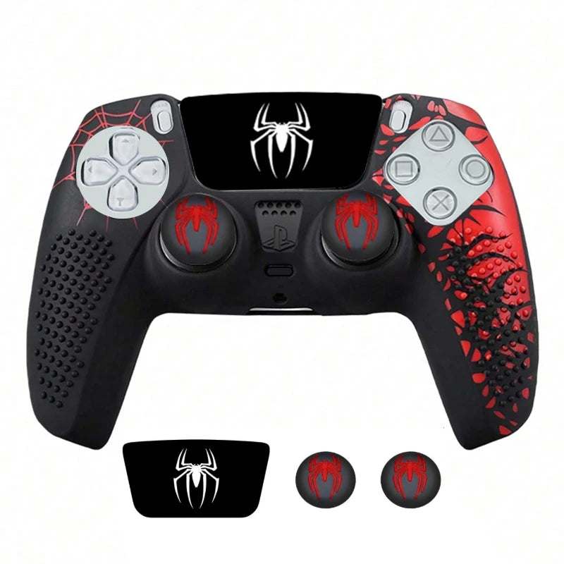 Coque de protection antidérapante en silicone pour manette PS5 avec grips en caoutchouc pour joysticks et autocollant pour pavé tactile pour PS5
