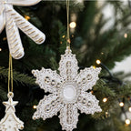 Festive Decor Plastic White Christmas Ornament Snowflake Elk Xmas Baubles Key Christmas Tree Ornament Christmas Celebration