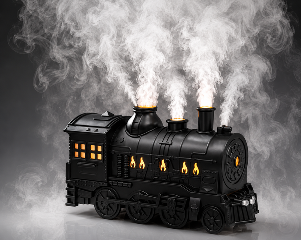 Diffuseur d’huiles essentielles en forme de train à double sortie de brume